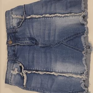 Distressed Fray Bottom Sexy Couture Jean Skirt Size 9